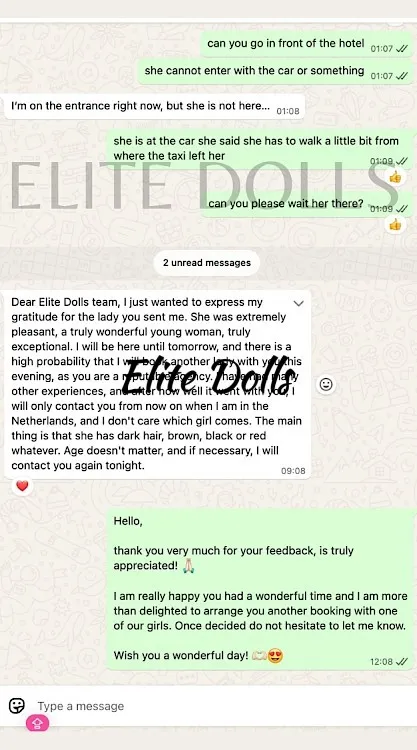 WhatsApp message from a client
