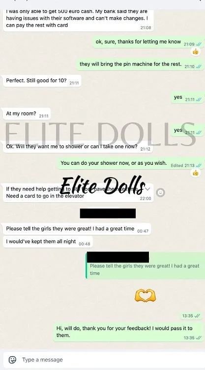 WhatsApp message from a client