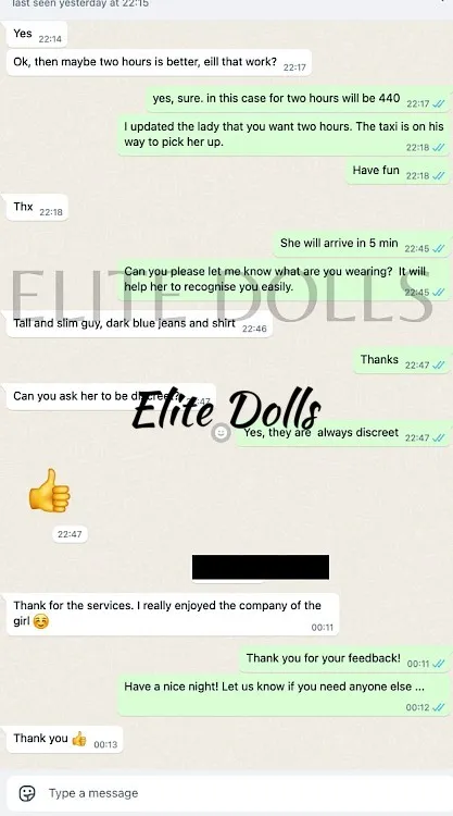 WhatsApp message from a client