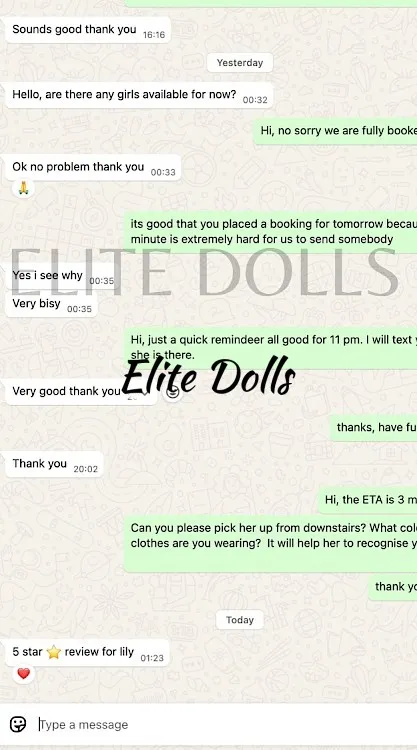 WhatsApp message from a client