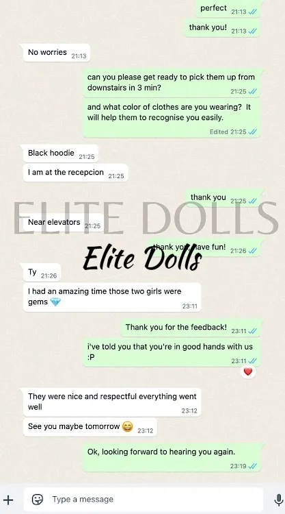 WhatsApp message from a client